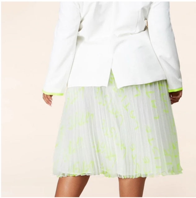 Pleated L'Atiste Skirt Set-Neon Green-White